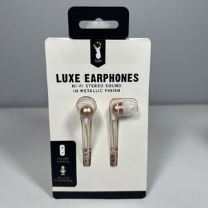 Typo Luxe Metallic Rose Gold Earphones HI-FI Stereo Sound Volume & Microphone